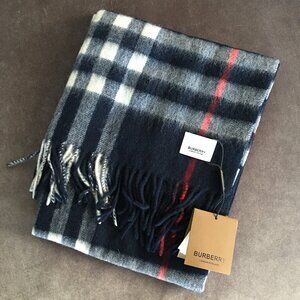 Burberry Blue Check 100% Cashmere Scarf